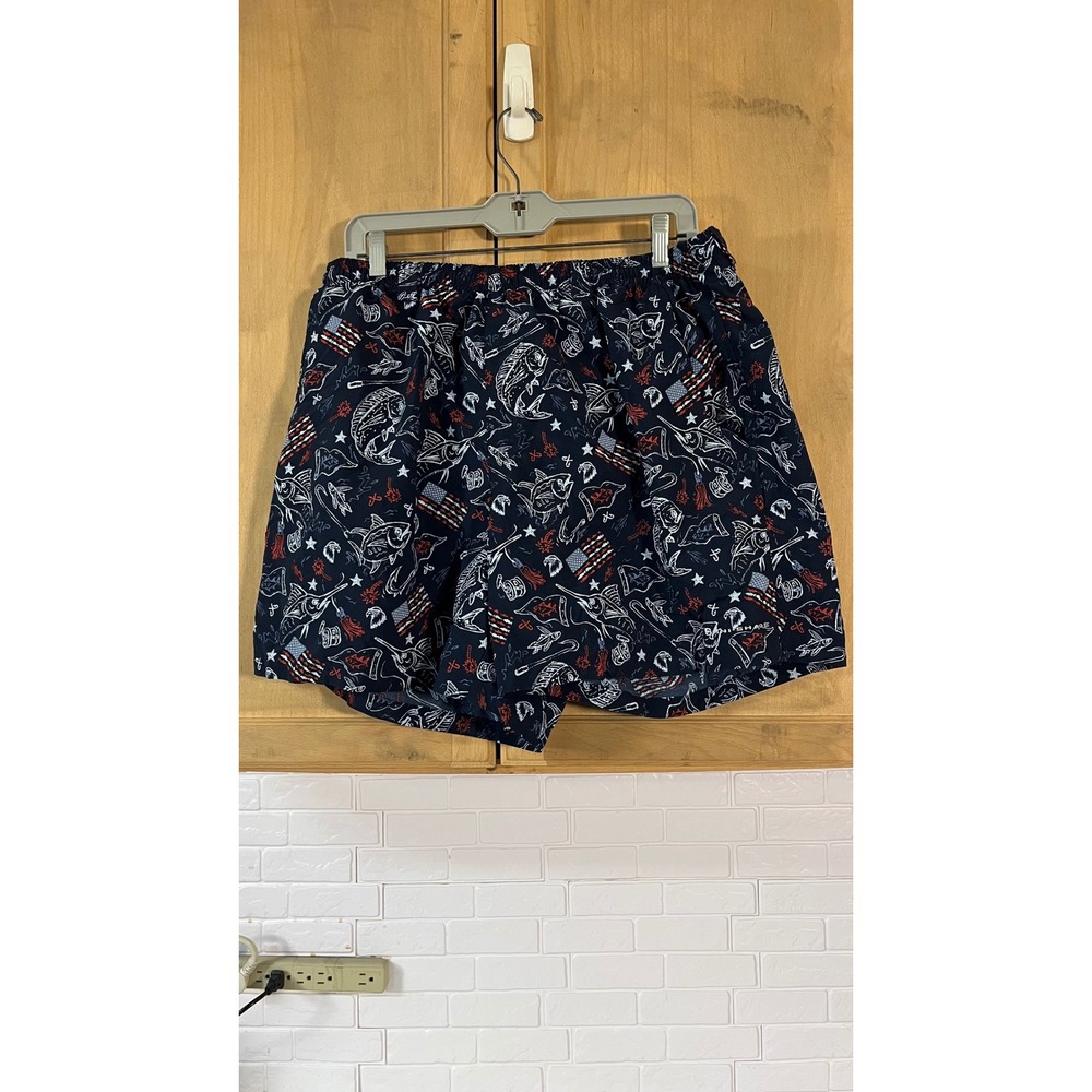 Columbia PFG Swim Trunks Men's XL Navy Blue Patriotic Fishing Shorts